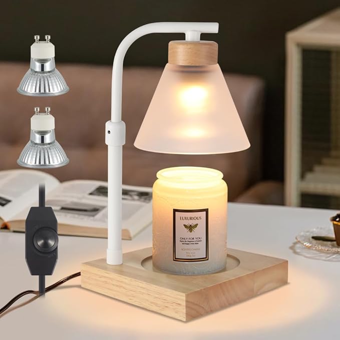 Dimmable Candle Warmer Lamp Electric Light for Candle Melter Scented Candles Top-Down Melting, Scented Wax Warmer for Home Offices Decor, Birthdays Gifts for Women Mom Grandma(White)