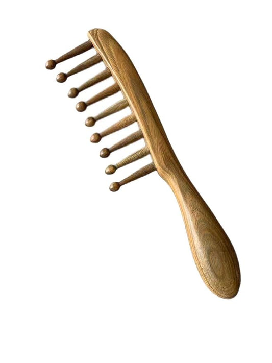 Green Sandalwood Nine Teeth Meridian Massage Comb for Hair Growth, Scalp Massage, Facial Care and Body Relaxation, Unique Gift for Women and Men, Size 7.9x1.8 inches, Color Green, HAIR COMB