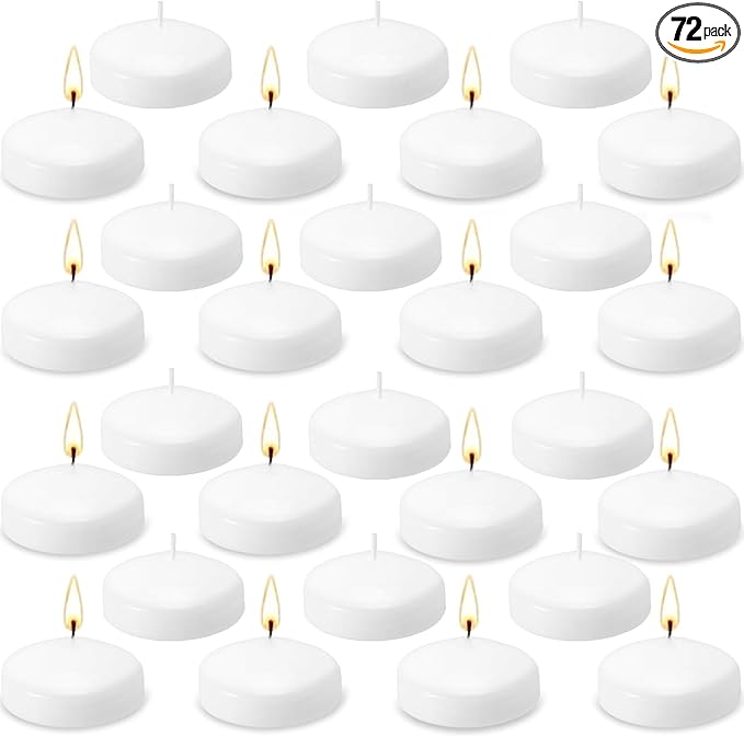 72 Pack 2-Inch Floating Candles - Perfect for Weddings and Events - White