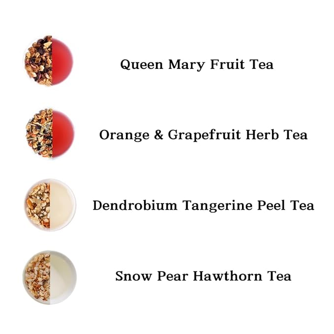 Herb Garden Tea Gift Set – 12 Flavor Fruit & Herbal Tea Sampler | 24 Premium Tea Bags + Crystal Rock Sugar | Caffeine-Free Wellness Blends for Immune Support & Cold Relief | Holiday Gift for Women, Friends, Parents