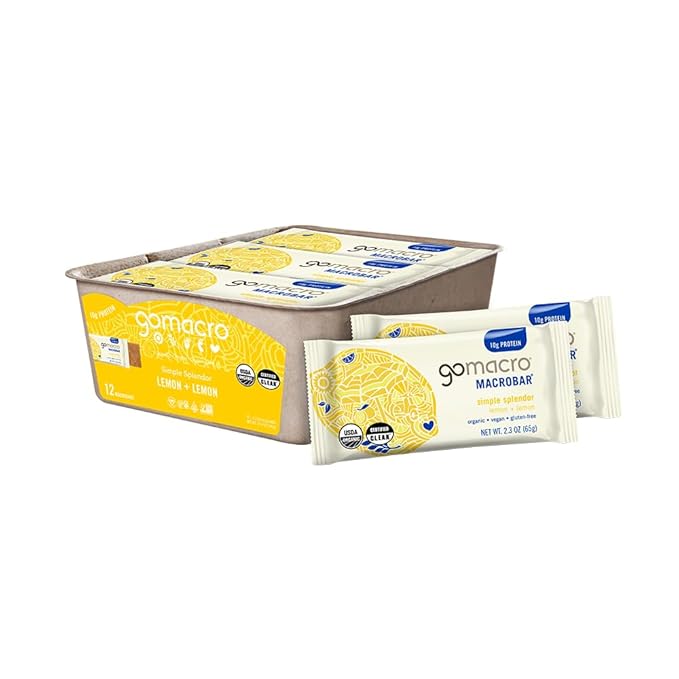 GoMacro MacroBar Organic Vegan Protein Bars - Lemon + Lemon (2.3 Ounce Bars, 12 Count)