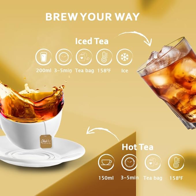 Olinda Herbal Ginger Peach Green Tea Organic Cold Brew & Hot Brew Bags Refreshing Fruity Antioxidant Drink