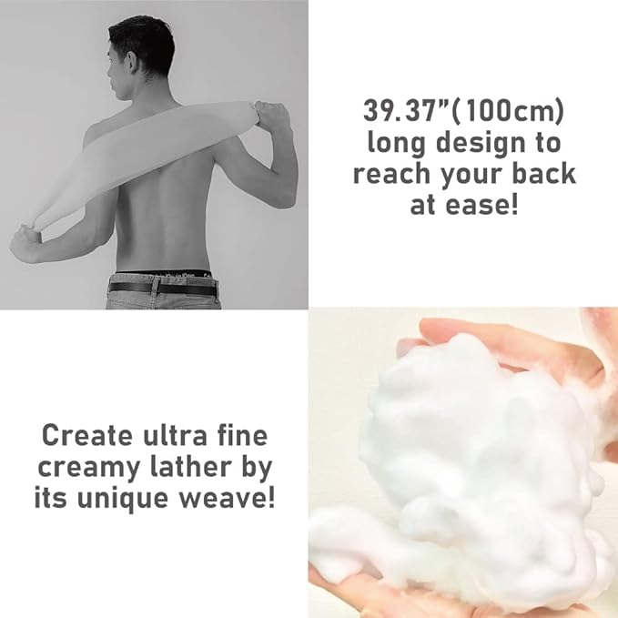 Extra Rough, Exfoliating Washcloth [Made in Japan] Exfoliating Towel Special Texture Makes Fluffy Foam Lather, Back Scrubber, Dead Skin Cell Remover [Loofah for Women and Men] (2pcs Set(Blue, Pink))