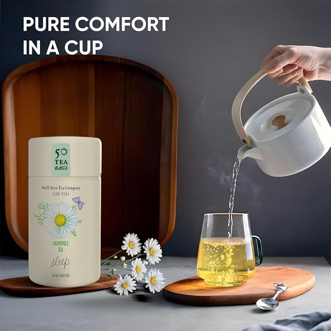 Life Plus Style Gourmet Well Now Tea Company Organic Chamomile Herbal Tea Natural Fine Teas Bedtime Sleep Tea Bags Rich Herbal Non-GMO Caffeine Free Relaxing Immunity Tea For Women 50 Tea Bags Pack of 1
