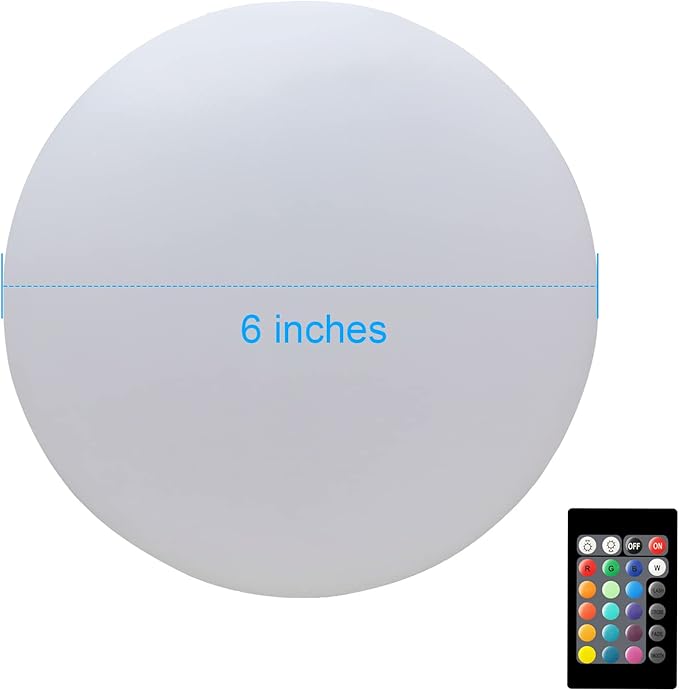 6-Inch Rechargeable LED Orb Light – 16 Color Glow Sphere, 4 Modes, Waterproof Ambient Lighting Ball, Glowing Orb for Indoor, Outdoor, Pool, Room, and Patio Decor
