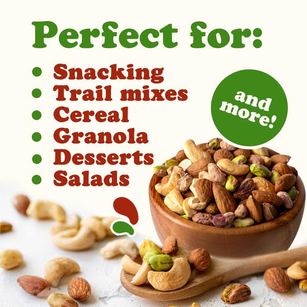 Food to Live Nut Lovers Mix, 2 Pounds – Premium Dry Roasted Pistachios No Shell, Almonds and Cashews Blend. No Salt Added. Trail Snacks for Adults and Kids. Vegan, Kosher, Bulk