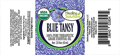 Healing Solutions Pure Organic Blue Tansy Essential Oil, Undiluted 10ml (0.33 fl oz), for Skin & Diffuser