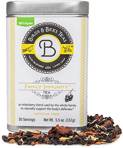 Birds & Bees Teas - Elderberry Tea - Family Immunity Tea is a blend of Organic Herbs! Makes A Delicious Sambucus Elderberry Syrup - 30 Servings, 5.5 oz