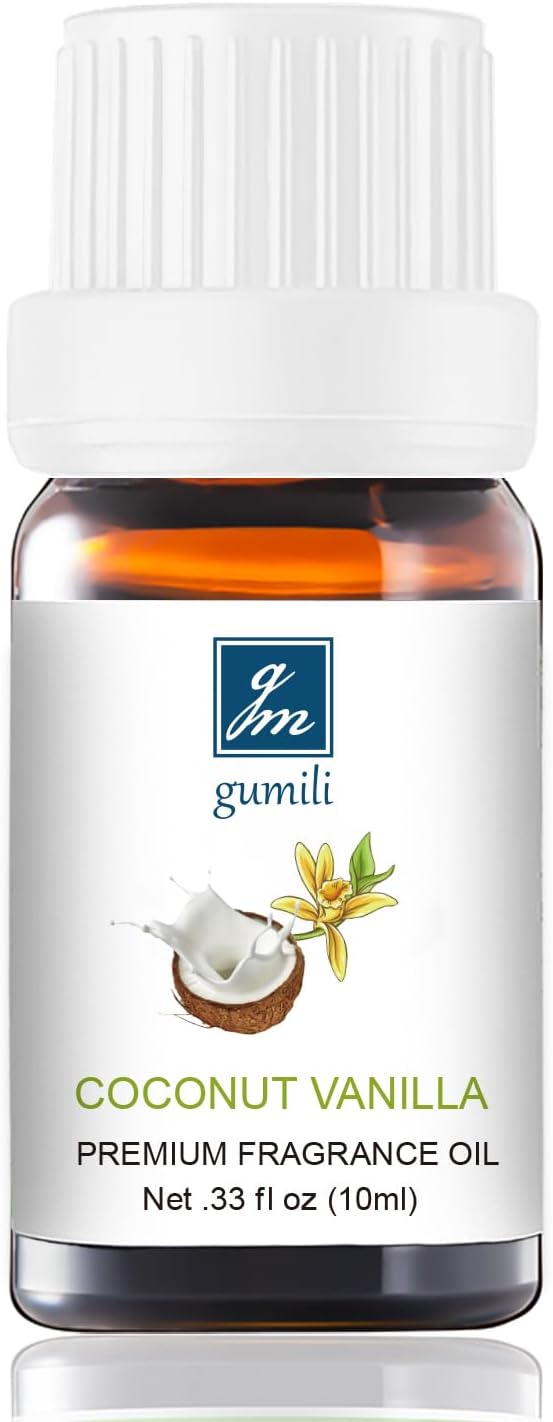 Coconut Vanilla Perfume - Pure Organic Scent for for Aromatherapy, Diffusers, Spray, Skin & Hair Care, Massage, DIY Candles & Soap - 10mL