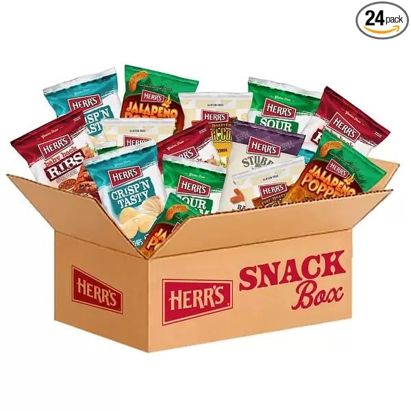 Herr's Variety Pack, Assorted Snacks, 0.625–1.5 Ounce (Pack of 24 Bags) – A Delicious Mix of Chips, Pretzels, and Cheese Snacks – Great for Family Snacking and Lunchboxes