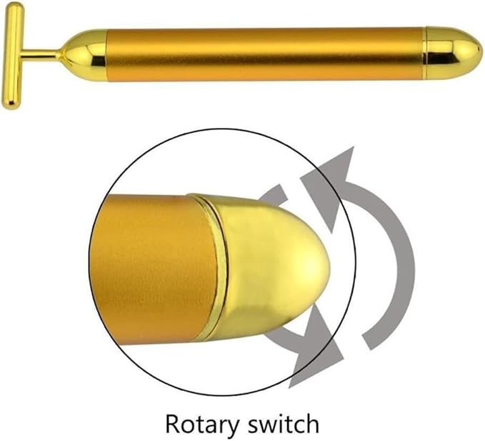 Angel Kiss Beauty Bar Energy Face Massager - 24k Golden T-Shape Pulse Electric Vibration Facial Self Skin Care Tool - Birthday Valentines Day Christmas Gifts for Her, Mom