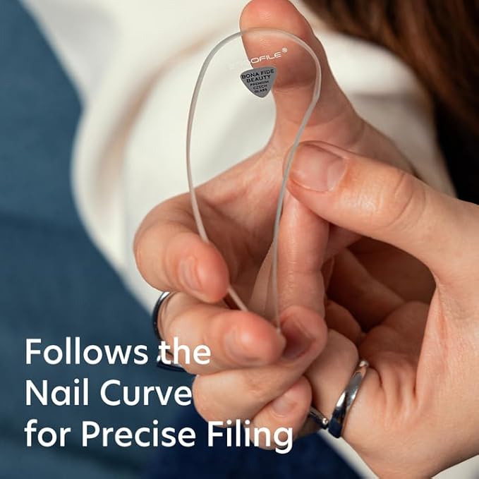 Bona Fide Beauty Ergo Czech Glass Nail File Set - Ergo File Manicure Tools (Clear). Curved Nail Tool for Natural Nails