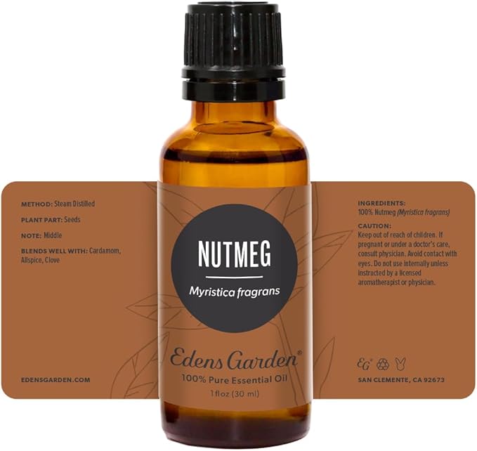 Edens Garden Nutmeg Essential Oil- 100% Pure Premium Grade, Undiluted, Natural, Therapeutic, Aromatherapy, The Best for Diffuser, Candle, Laundry, Humidifiers 30 ml (1 fl oz)