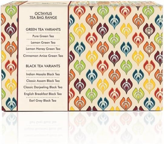 Octavius Green Tea Sampler Pack – 50 Premium Tea Bags, 3 Flavors: Cinnamon Anise, Lemon, Pure Green | Detox, Weight Loss, Antioxidants | Herbal Green Tea Variety Pack