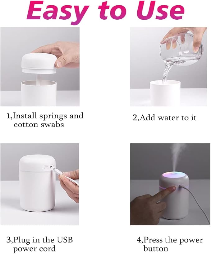 Colorful Cool Mini Humidifier, Essential Oil Diffuser, Aroma Essential USB Personal Desktop Humidifier for Car, Office Room, Bedroom etc,2 Adjustable Mist Modes (Navy Blue)