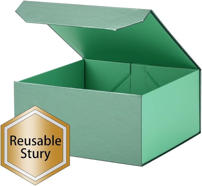 6 Pcs Small Green Gift Box 6x6x3 Inch Magnetic Gift Box Small Magnetic Box with Crinkle Paper Green Small Gift Box with Shredded Paper Luxury Gift Boxes with Lids for Presents