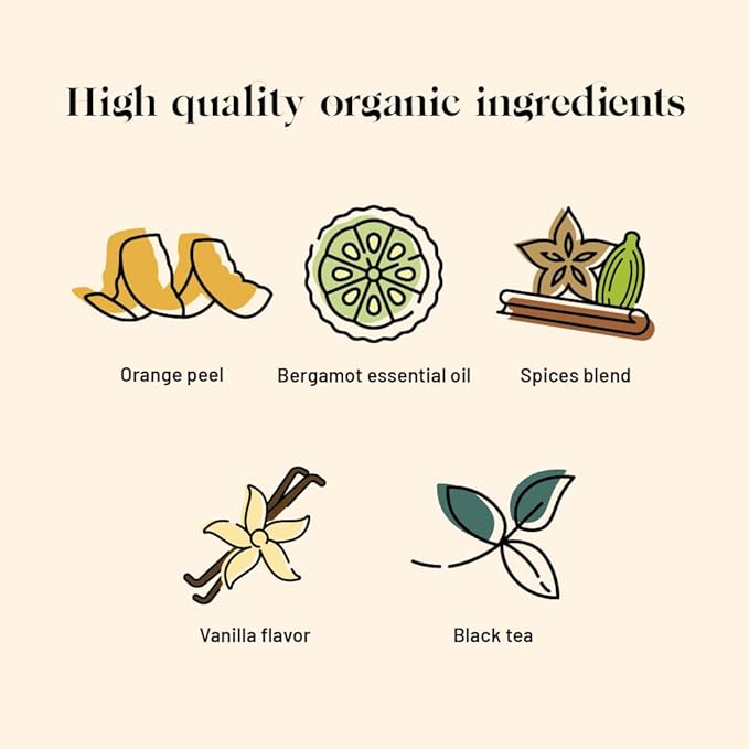 Kusmi Tea - Prince Vladimir - Organic Earl Grey Black Tea with Orange - Flavored with Citrus, Cinnamon, Bergamot, Vanilla & Spices - Caffeinated Tea - 20 Tea Bags