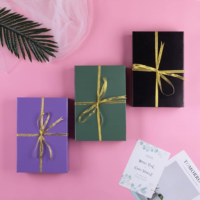 5 Pack Green Gift Boxes with Lids Small 12 x 8 x 2.7 Inches Clothes Gift Boxes for Presents Shirt Gift Boxes with Ribbon Magnetic Gift Boxes Bulk Cute Box for Packaging (Glossy Surface)