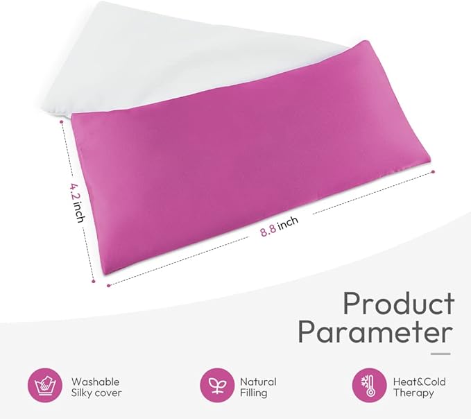 Lavender Eye Pillows for Relaxation, Yoga Eye Pillow for Meditation, Microwavable Weighted Eye Pillow for Yoga, Moist Heat & Cold Eye Compress with Aromatherapy (Rose Red) - 2 Pack