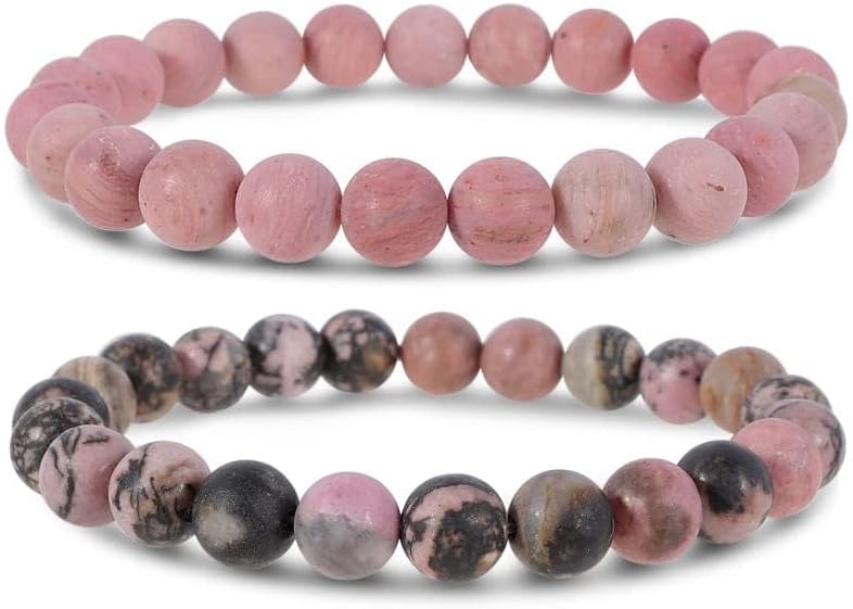 Bivei Natural Gemstone Semi Precious Healing Crystals Handmade Stretchy Round Beads Bracelet, Enhance Positive Energy