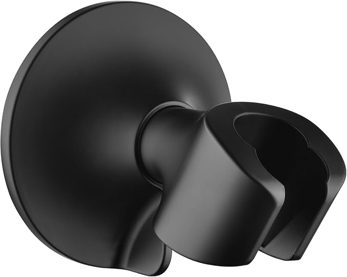 BRIGHT SHOWERS Strong Adhesive Shower Head Holder with Dual Angle Adjustable, Wall Mounted Handheld Shower Bracket, Easy Installation, Screw Mounting Options, Matte Black