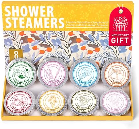 Shower Steamers Aromatherapy - Christmas Gifts for women, 8 Pack Pure Essential Oil Shower Bombs for Home Spa Bath Self Care, Lavender Stress Relief and Relaxation Gifts for Her Stocking Stuffers Pink