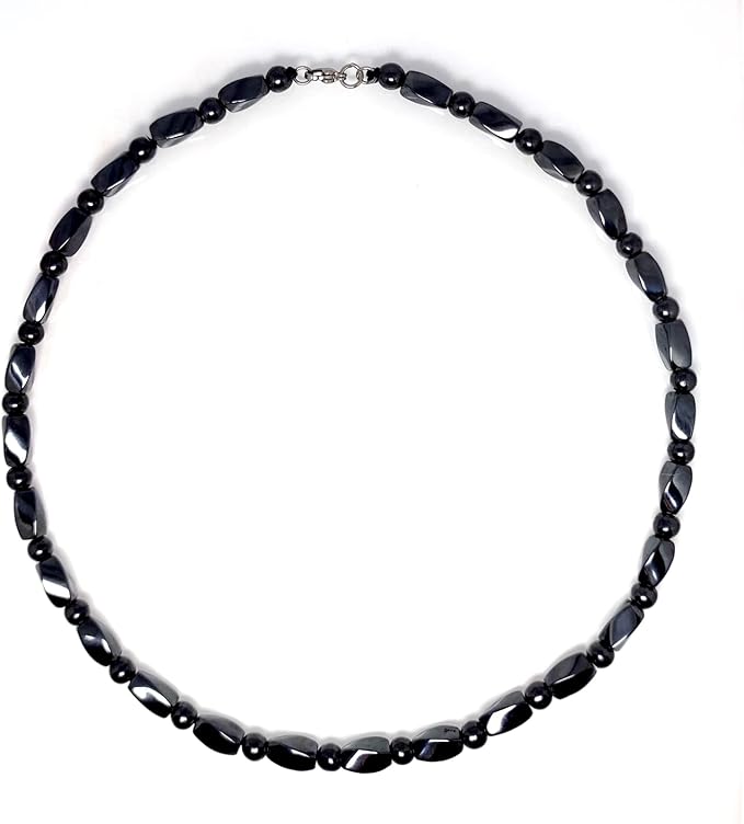 Hion Magnetic Therapy Necklace Hematite Necklace Black Obsidian Magnetic Necklace