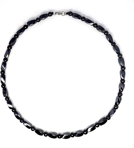 Hion Magnetic Therapy Necklace Hematite Necklace Black Obsidian Magnetic Necklace