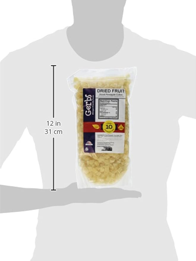 Gerbs Dried Pineapple Cubes, 2 LBS - Preservative Free & Unsulfured - Top 14 Food Allergy Free & Non GMO - Product of Thailand