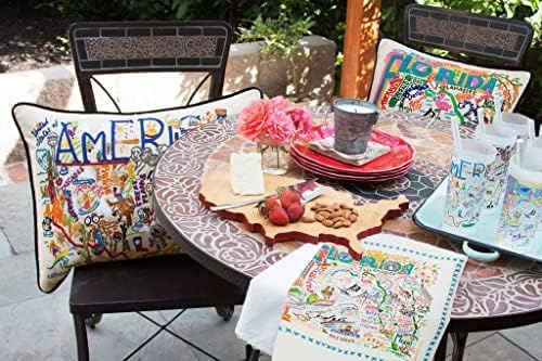 Catstudio Florida Embroidered Pillow - U.S. State Souvenir Decorative Throw Pillow with Original Artwork for Florida Lovers, Travel Souvenir