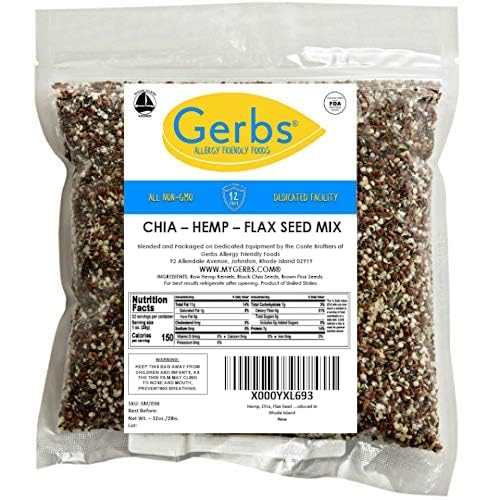 GERBS Super 3 Seed Snack Mix 2 LBS. Premium Grade | Top 14 Food Allergy Free | Resealable Bulk Bag | Made in USA | Raw Flax, Chia, Hemp Seed Trail Mix | Gluten Peanut Tree Nut Free