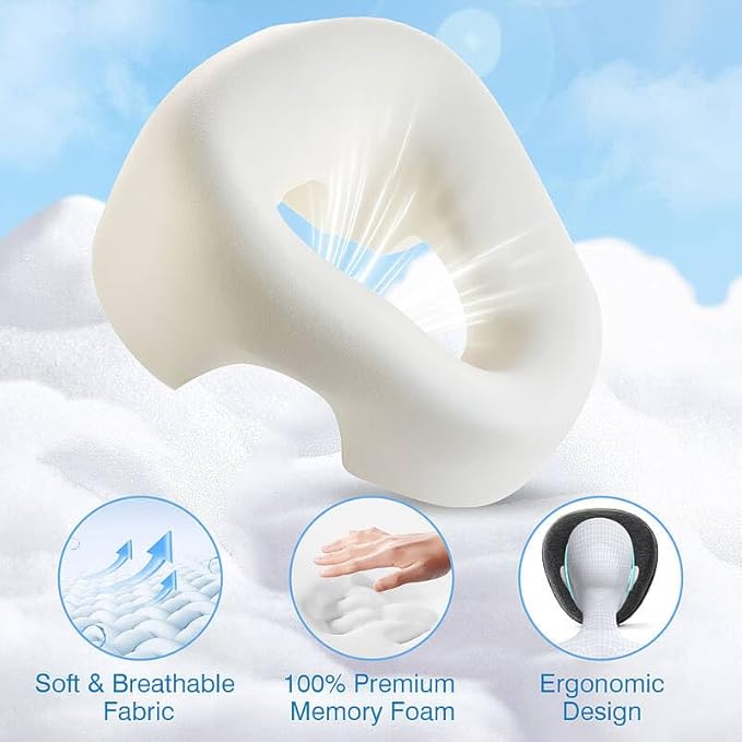 Face Down Pillow for Bed, Massage Headrest Face Pillow After Eye Surgery, Memory Post-Eye Recovery or Beach Tanning, Prone Sleepers with Breathable Desig (Dark Gray)