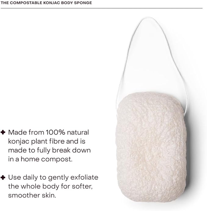 Everist The Compostable Konjac Sponge, 100% Natural Plant-Fiber Cleansing & Reusable Shower Sponge for Smoother Skin, Gentle Exfoliation, 1 Each