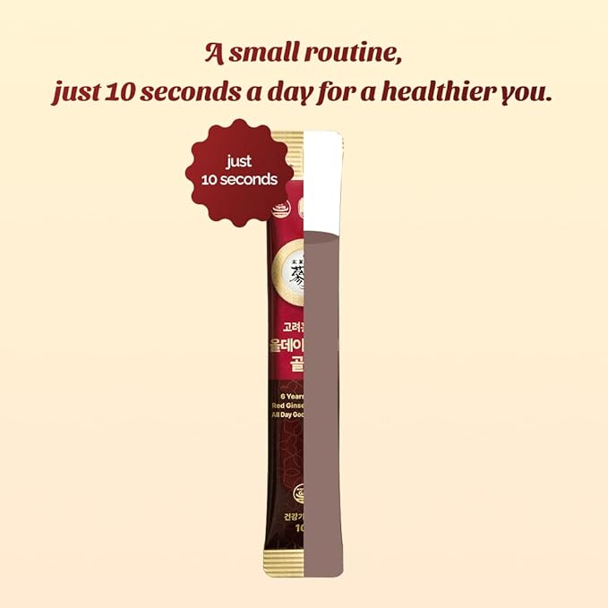 6-Year Korean Red Ginseng Extract Shot, HACCP Certified, Caffeine Free, Formulated with 12+ Traditional Korean Herbal Ingredients -Parent (100sticks, AlldayGoodtimeGold)