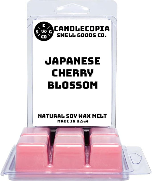 Japanese Cherry Blossom Strongly Scented Hand Poured Vegan Wax Melts, 12 Scented Wax Cubes, 6.4 Ounces in 2 x 6-Packs