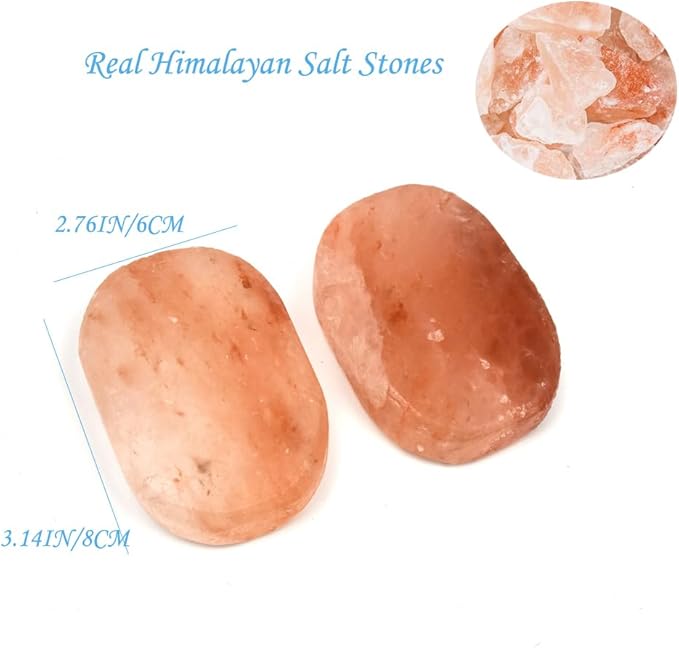 2 Pcs Himalayan Salte Stones Hot Massage Stones Set Warm Rocks Kit for Facial SPA Pink 3.14 x 2.36 in