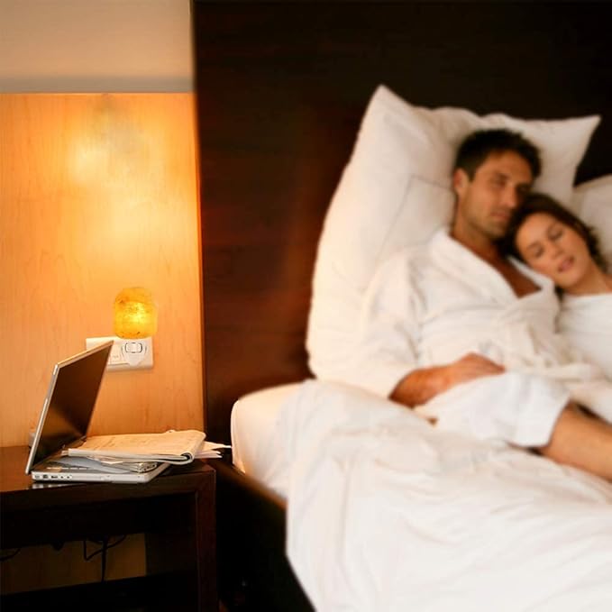 Himalayan Salt Lamp Night Light Plug in, Certificated 360 Degree Rotatable Wall Plug with Extra 2 Replacement Bulbs Bathroom Bedroom Night Light, Pink Crystal Rock Salt Hand Crafted