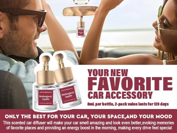 Car Air Freshener Diffuser 2 Pack Hanging，Mahogany Apple Car Air Freshener for Women 45+ days Long Lasting Fragrance Made in USA
