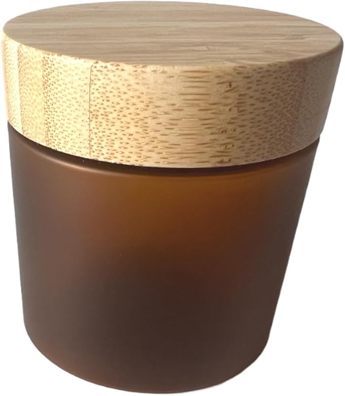 Empty Bamboo Lid Jar 8oz/250g,Refilable Plastic Round Cosmetic Containers for Powder,Body Butter,Cream,Lotion,Wide Mouth Makeup Sample Storage Pot Dispenser Brown
