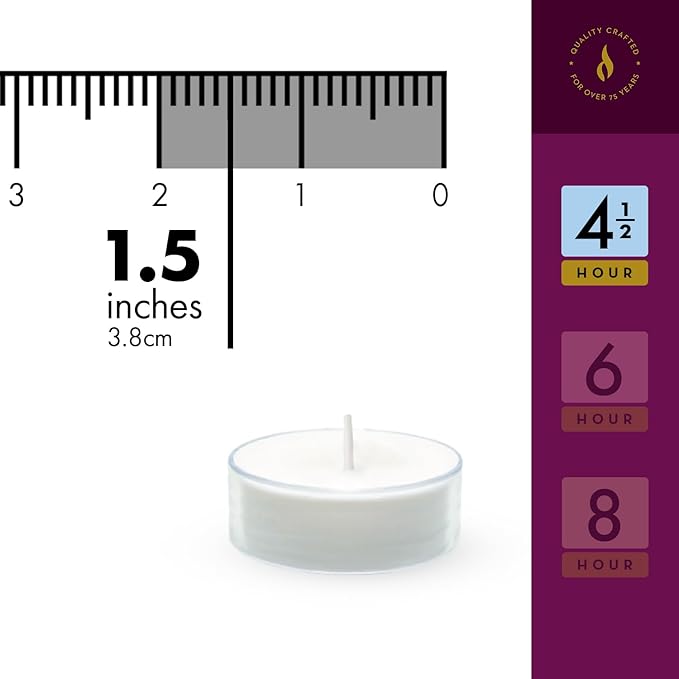 Lerner Clear Tea Lights Candles Bulk - 4.5 Hour Clear Cup Tealight 100 Pack - Consistent Smkless Clean Burning - Holiday, Wedding, Spa, Emergency and Home Decoration Candles