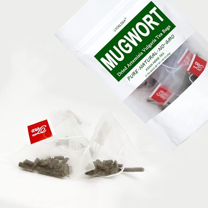 LYCKLIGA - Mugwort Tea bags, Mugwort leaves Herbal Tea, Artemisia Vulgaris Tea (15 Tea Bags)