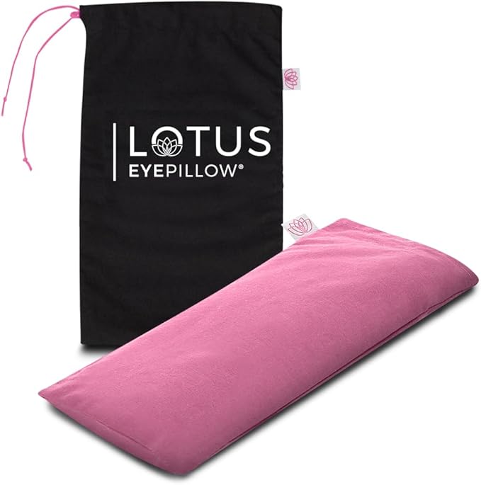 Lotus Weighted Lavender Eye Pillow – Pink Eye Mask for Sleep & Meditation – Aromatherapy Yoga Pillow with Flaxseed – Hot or Cold Compress for Headache & Eye Relief