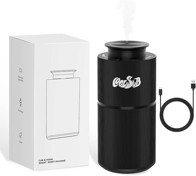 Smart Waterless Diffuser, Waterless Diffusers for Essential Oils with Timer & 3 Mist Levels, Super Silent Aromatherapy Essential Oil Diffuser Battery Operated for Car, Home, Office Black