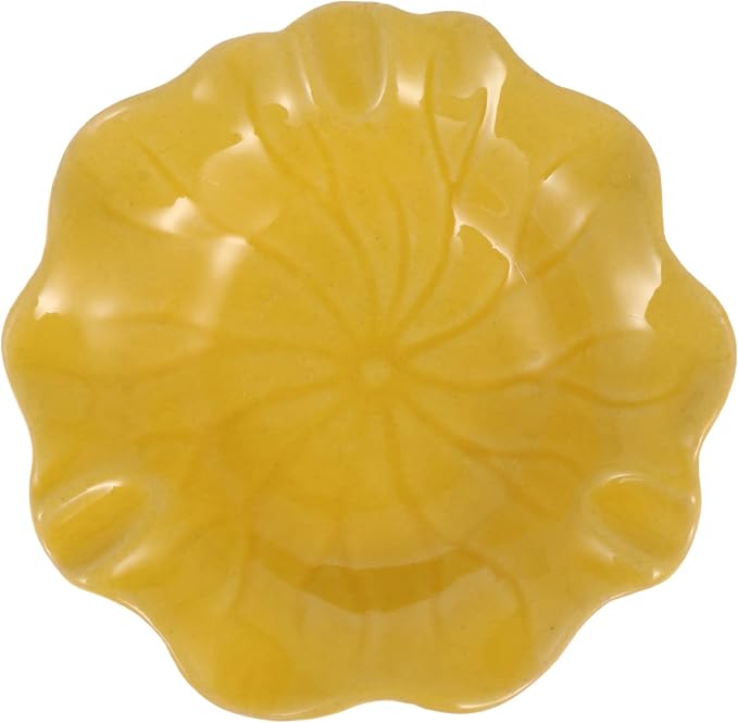 Ceramic Dish for Electric Oil Burner Warmer Diffuser Bowl Holder Essential Oil Plate Ceramic Oil Warmer Tealight Candle Holder Bowl Home Decoration Yellow