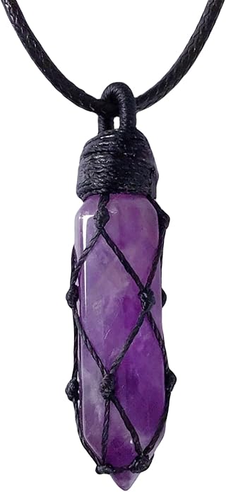 EDEN'S CALL Hexagonal Crystal Point Pendant Necklace for Unisex Adjustable Dainty Natural Stone Pendulum Amulet for Good Luck