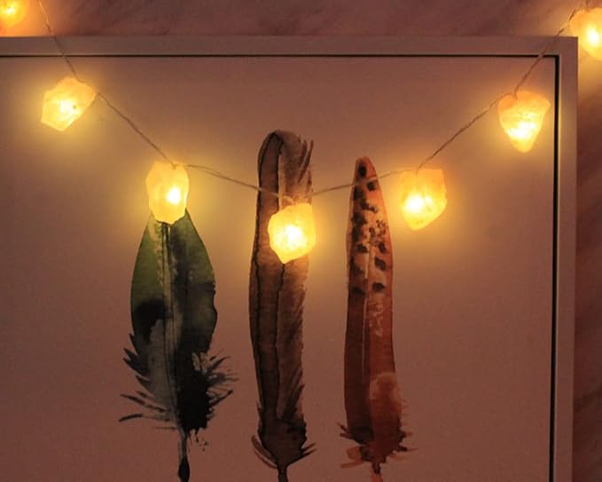 Fantasee Himalayan Salt String Light, Natural Hand Carved Salt Crystal Light Release Negative Ions for Bedroom, Living Room, Office, Home Deco, Yoga, Night Light, Gift (6.6ft 10led)