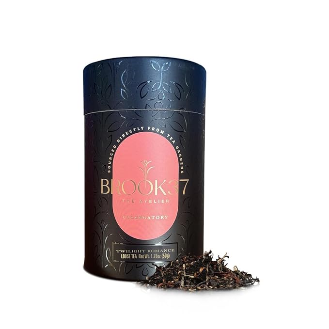 Brook37 Twilight Romance Eco Darjeeling Black Tea - Premium Loose Leaf 2nd Flush Tea with Floral Aroma & Sweet Honey Notes | Medium Caffeine | 50g Compostable Paper Tube | Elegant Gift for Tea Lovers