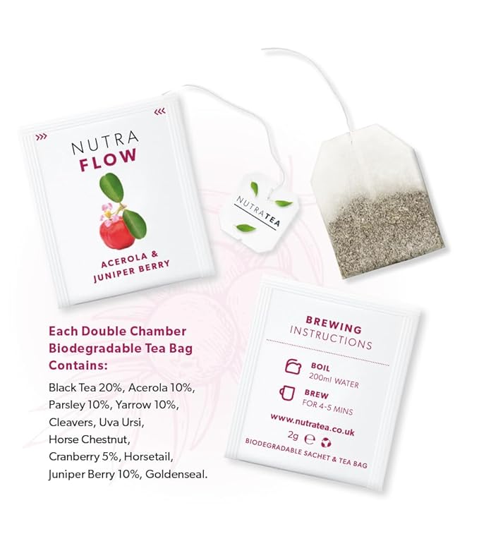 NUTRAFLOW Herbal Tea Blend – Includes Horsetail, Yarrow & Goldenseal - Support the Body's Natural Cleansing Process - 120 Enveloped Tea Bags - by Nutra Tea - (6 Pack)