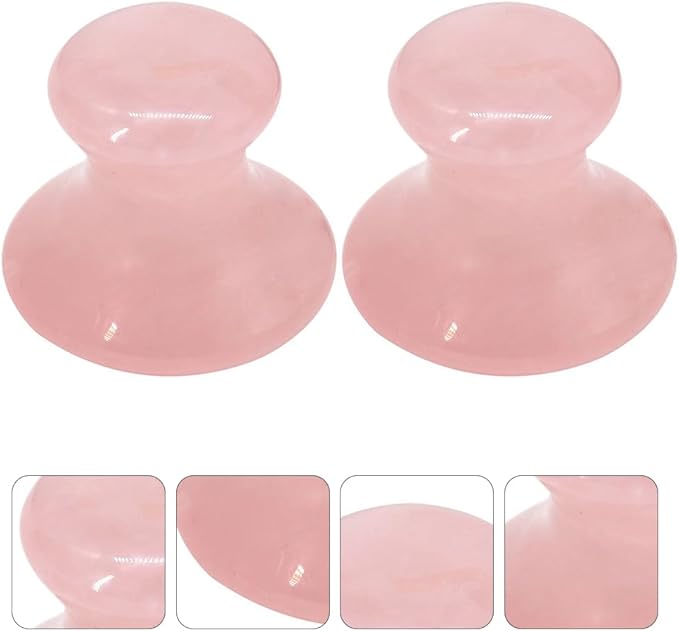 Uonlytech 2Pcs Gua Sha Tools Rose Quartz Mushroom Face Massager Health Jade Stones Mushroom Scraping Massage Tool for Women Home Spa, Pink