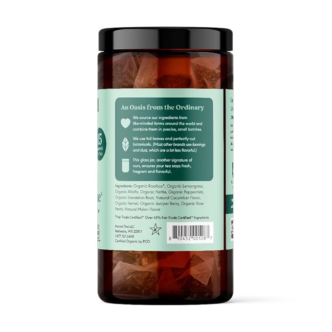 Paromi Detox With Me Rooibos Organic Tea Organic Herbal Tea, Signature Jar, 15 Count (Pack of 6)